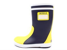 Aigle Lolly Pop rubber boot indigo jaune blanc